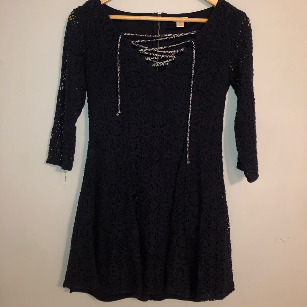 Navy Blue Lace Dress